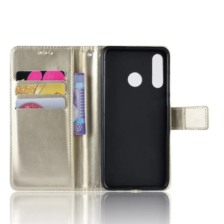 Сумасшедший Конь Кошелек Кожаный Защитный Чехол Для Huawei P30 Lite / NOVA 4E - Золото