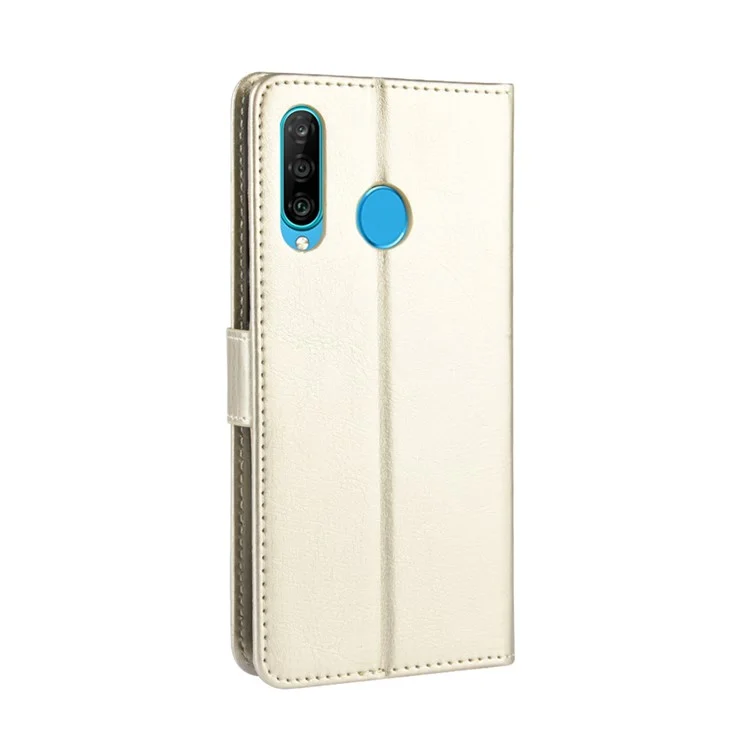 Сумасшедший Конь Кошелек Кожаный Защитный Чехол Для Huawei P30 Lite / NOVA 4E - Золото