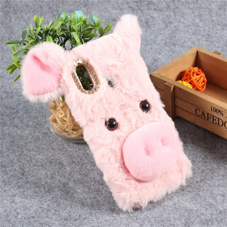 Mignon 3d Cochon de Cochon Pelufy Enrobé en Revêtement en Ramiage TPU Gel Pour Huawei P30 Lite / nova 4e - Rose