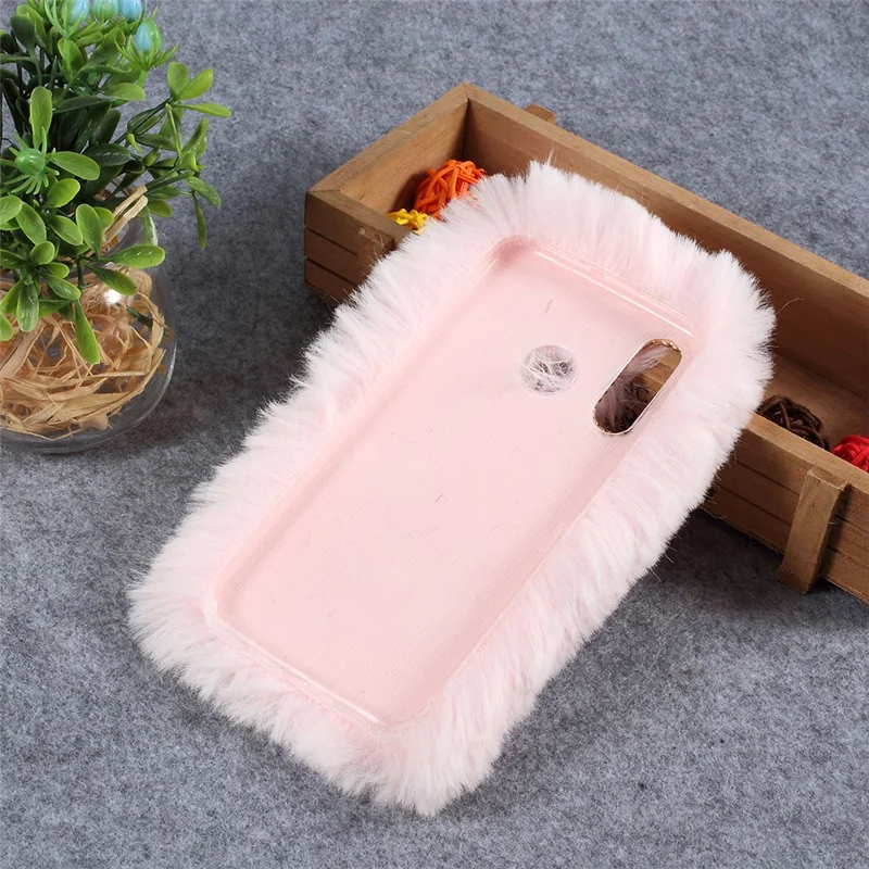 Soft Fur Coated Rhinestone TPU Case for Huawei P30 Lite - Pink