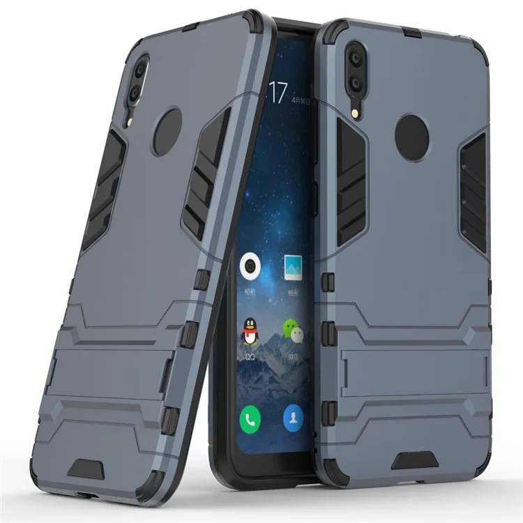 Plastic + TPU Hybrid Case with Kickstand for Huawei Y7 (2019) - Dark Blue