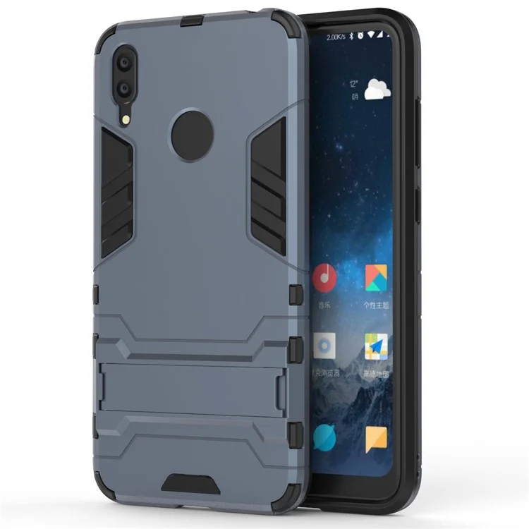 Plastic + TPU Hybrid Case with Kickstand for Huawei Y7 (2019) - Dark Blue