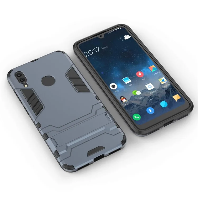 Plastic + TPU Hybrid Case with Kickstand for Huawei Y7 (2019) - Dark Blue