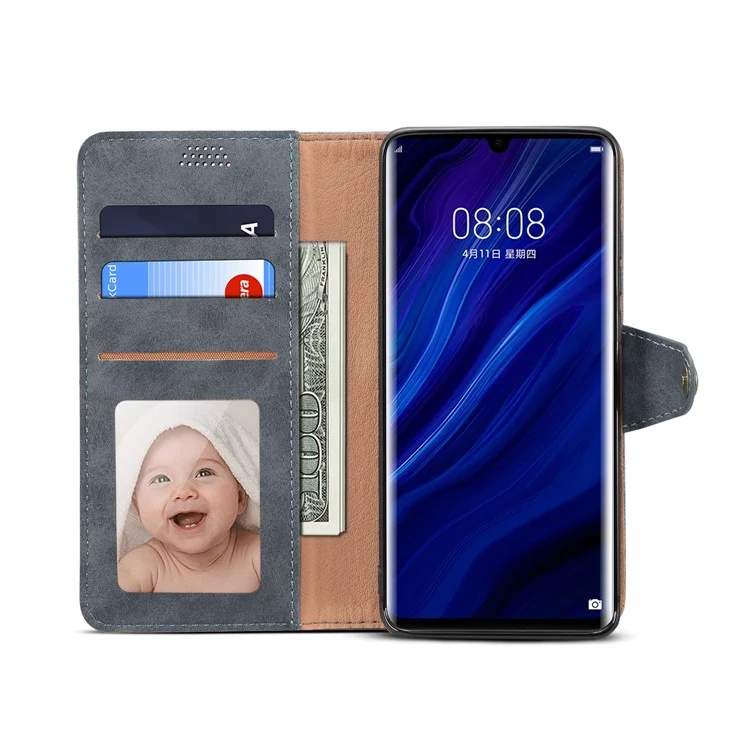 PU Leather Wallet Stand Case for Huawei P30 Pro - Grey