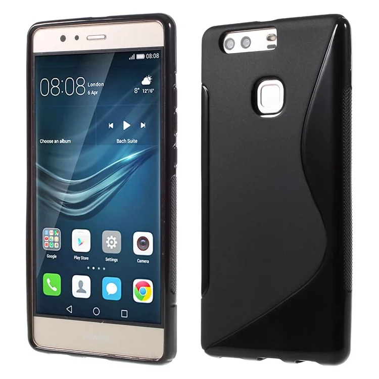 S Shape Soft TPU Case for Huawei P9 Plus - Black