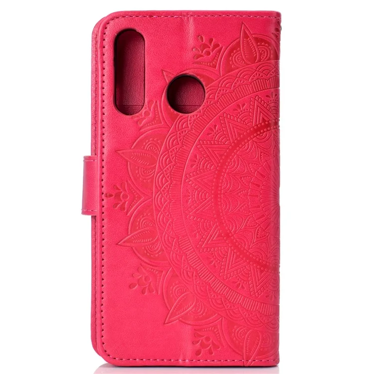 Imprint Flower Leather Wallet Case for Huawei P30 Lite - Rose