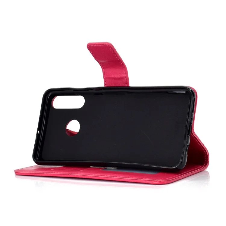 Custodia Per il Portafoglio in Pelle di Fiore Impronta Per Huawei P30 Lite - Rosa