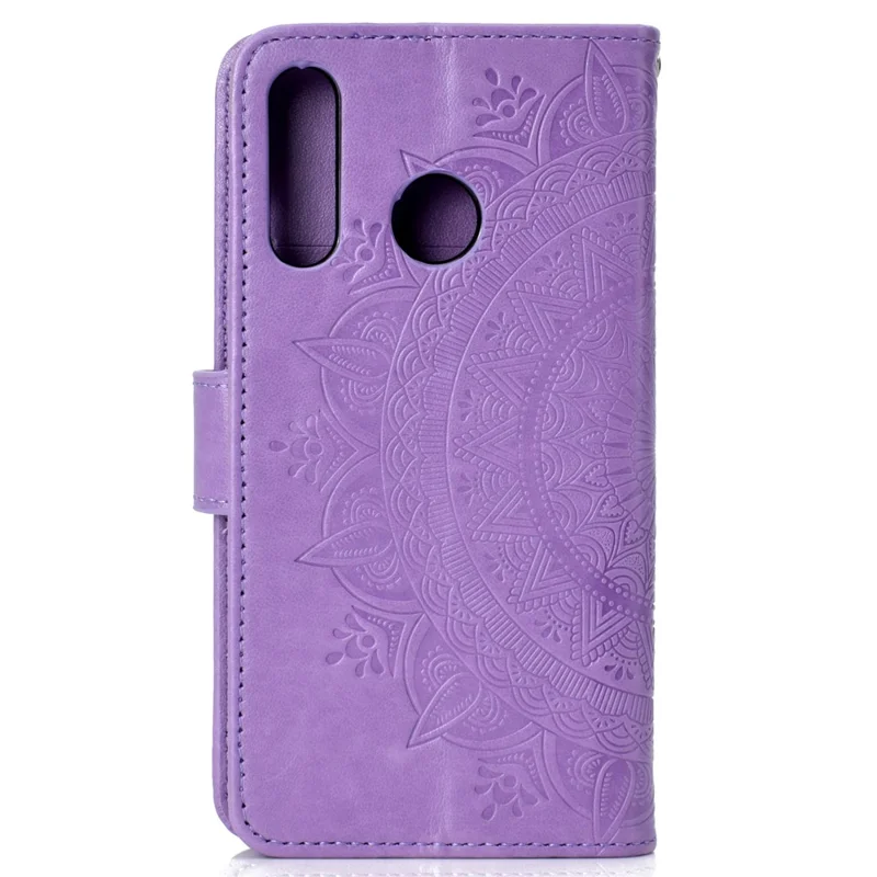 Imprint Flower Leather Wallet Case for Huawei P30 Lite - Purple