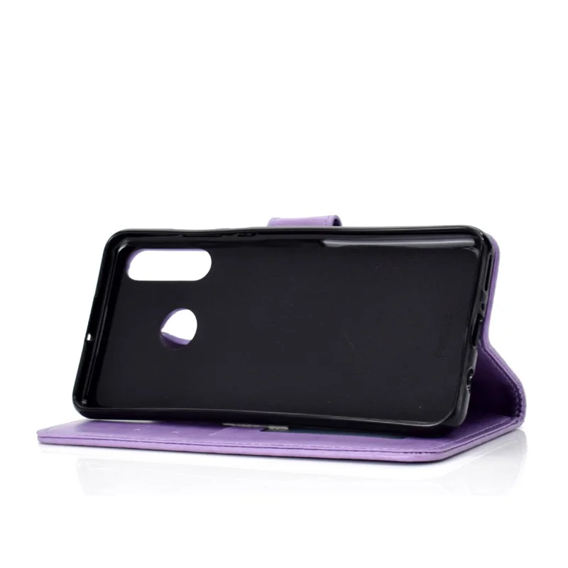 Imprint Flower Leather Wallet Case for Huawei P30 Lite - Purple