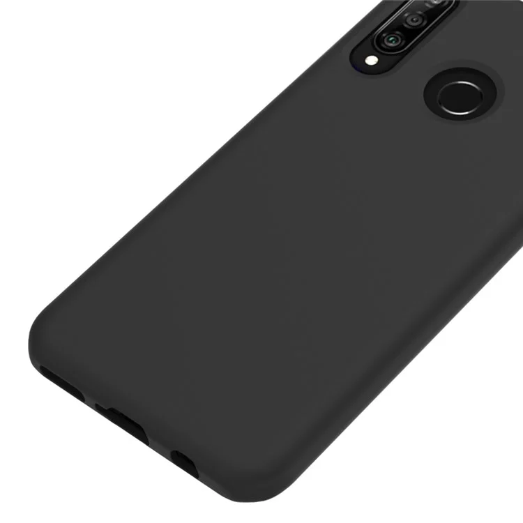 Tampa De Silicone Líquido Suave Para Huawei P30 Lite / Nova 4E / P30 Lite Nova Edição, Corpo Completo Microfone Microfiber Forro Protetora - Preto