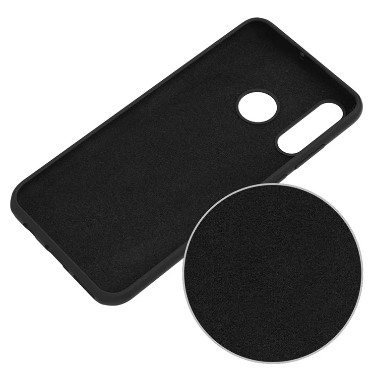 Couverture En Silicone Liquide Douce Pour Huawei P30 Lite / Nova 4e / P30 Lite Nouvelle Édition, Boîtier De Protection En Microfibre Mince De Corps Complet - Noir