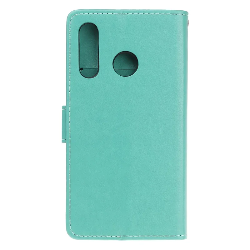 Imprint Butterfly Flowers Leather Wallet Case for Huawei P Smart (2019) / Nova Lite 3 (Japan) - Green