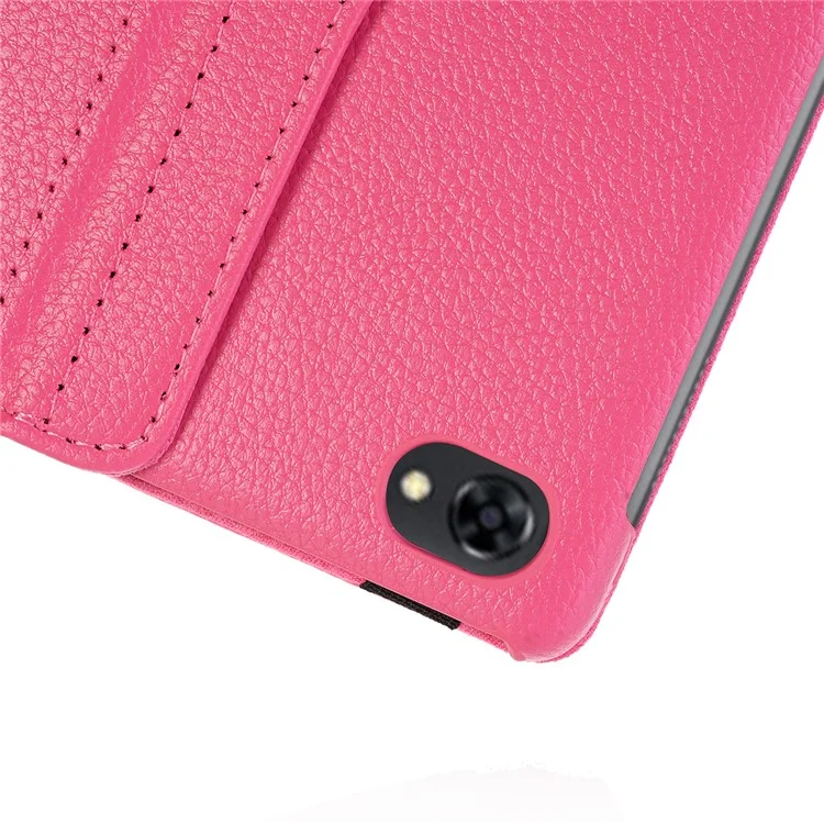 Housse de tablette en cuir de peau de litchi avec support rotatif à 360 degrés pour Huawei MediaPad M5 lite 10/C5 10 - Rose