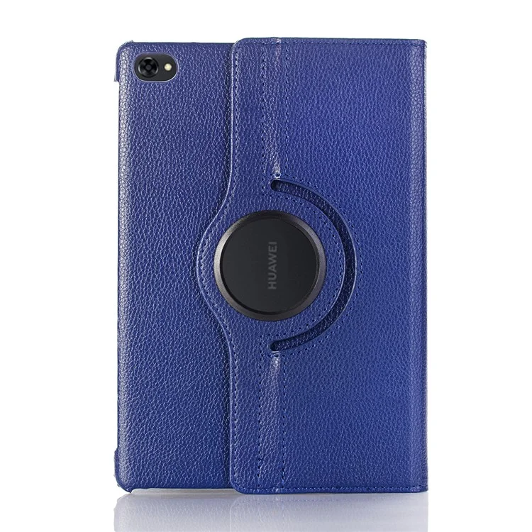 Cas de Couverture de Tablette en Cuir Litchi Skin Avec Support en Rotation Pour Huawei MediaPad M5 Lite 10 / c5 10 - Bleu Foncé