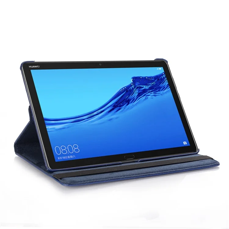 Litchi Skin Leather Tablet Caso Com Suporte Rotativo Para a Huawei Mediapad M5 Lite 10/C5 10 - Azul Escuro