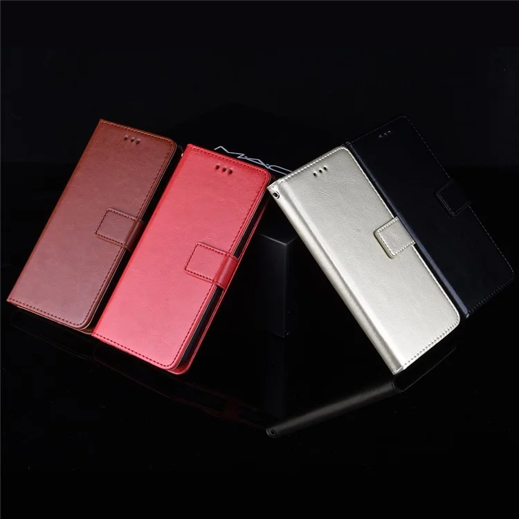 Crazy Horse Leder Stand Wallet Hülle Für Huawei Honor 20i - Schwarz