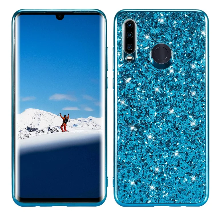 Funda con Lentejuelas Brillantes de Estrella Brillante para Huawei P30 Lite / nova 4e / P30 Lite New Edition - Cian