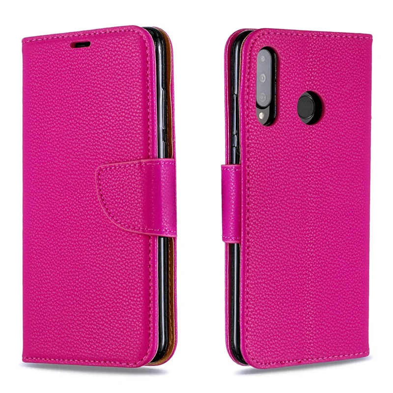 Litchi Skin PU Leather Stand Protection Shell for Huawei P30 Lite / nova 4e - Rose