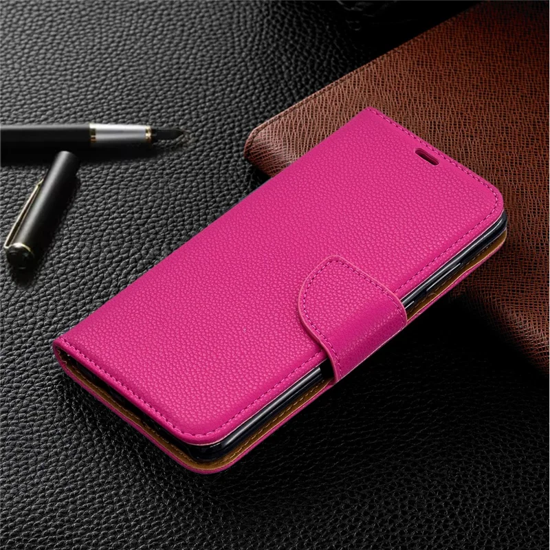 Litchi Skin PU Leather Stand Protection Shell for Huawei P30 Lite / nova 4e - Rose