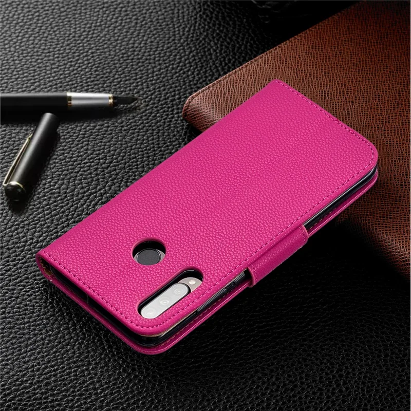 Litchi Skin PU Leather Stand Protection Shell for Huawei P30 Lite / nova 4e - Rose