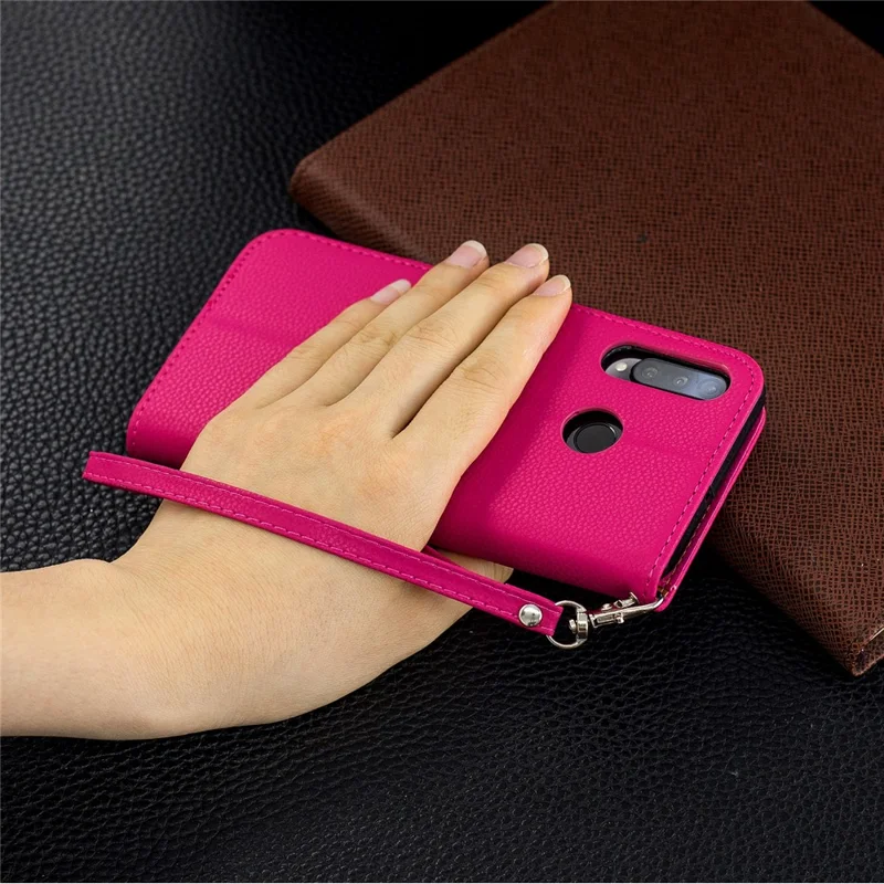 Litchi Skin PU Leather Stand Protection Shell for Huawei P30 Lite / nova 4e - Rose