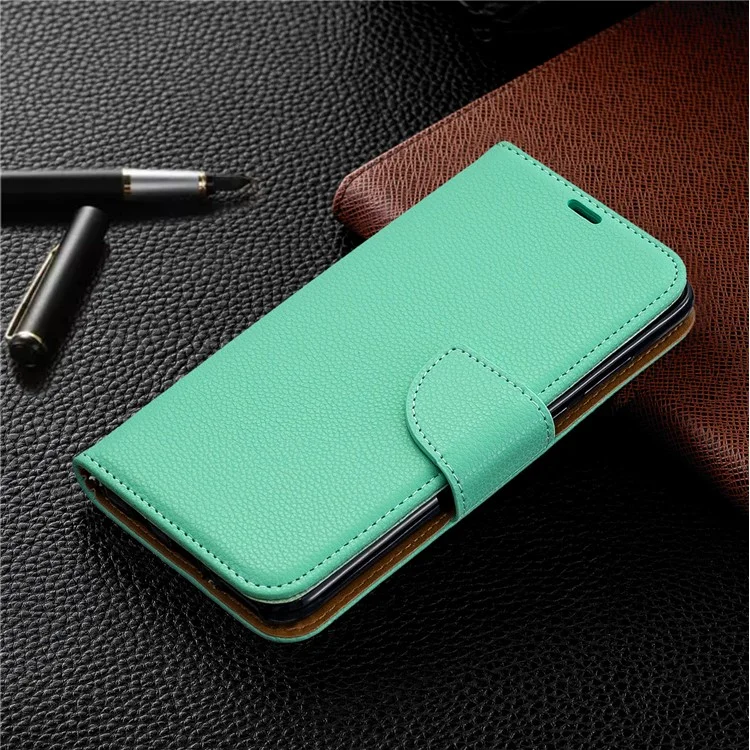 Litchi Skin PU Leather Stand Protection Shell for Huawei P30 Lite / nova 4e - Green