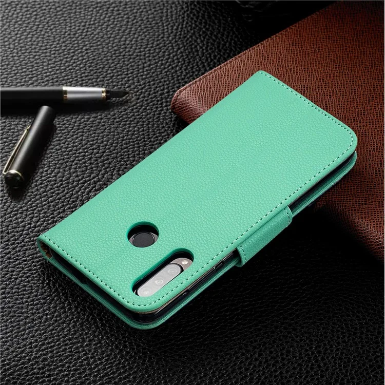 Litchi Skin PU Leather Stand Protection Shell for Huawei P30 Lite / nova 4e - Green