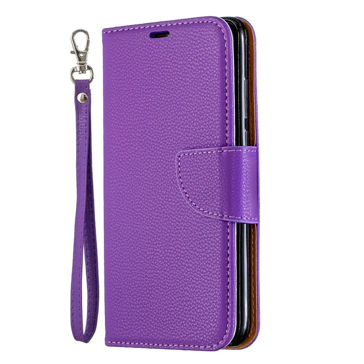 Litchi Skin PU Leather Stand Protection Shell for Huawei P30 Lite / nova 4e - Purple