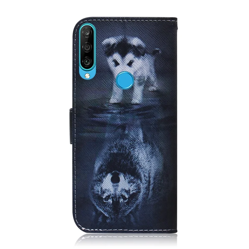 Pattern Printing Wallet Stand Protective Leather Case for Huawei P30 Lite / nova 4e / P30 Lite New Edition - Dog