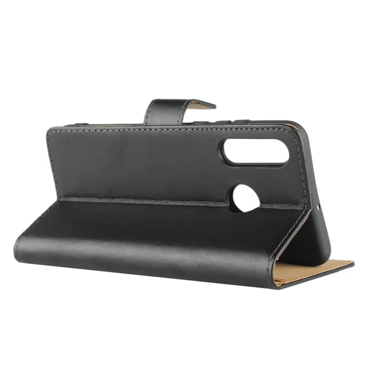 Case de Cuero Genuino [billetera de Soporte] Para Huawei P30 Lite/Huawei Nova 4e - Negro