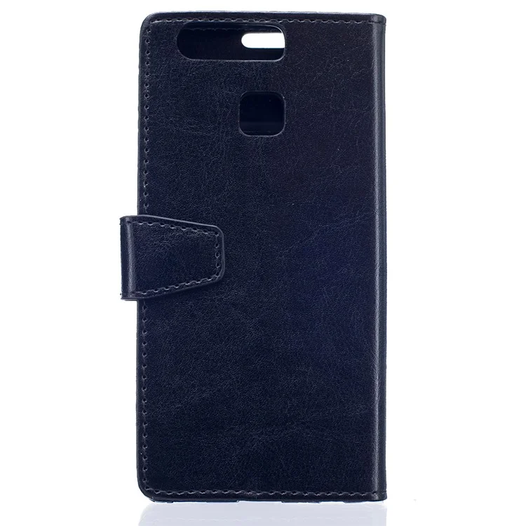 Crazy Horse Leather Wallet Case for Huawei P9 - Black