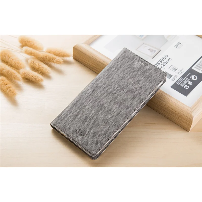 VILI DMX Krydset struktur Læder stående taske til Huawei P30 Lite New Edition/P30 Lite/nova 4e - Grå