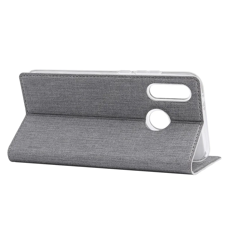 VILI DMX Krydset struktur Læder stående taske til Huawei P30 Lite New Edition/P30 Lite/nova 4e - Grå