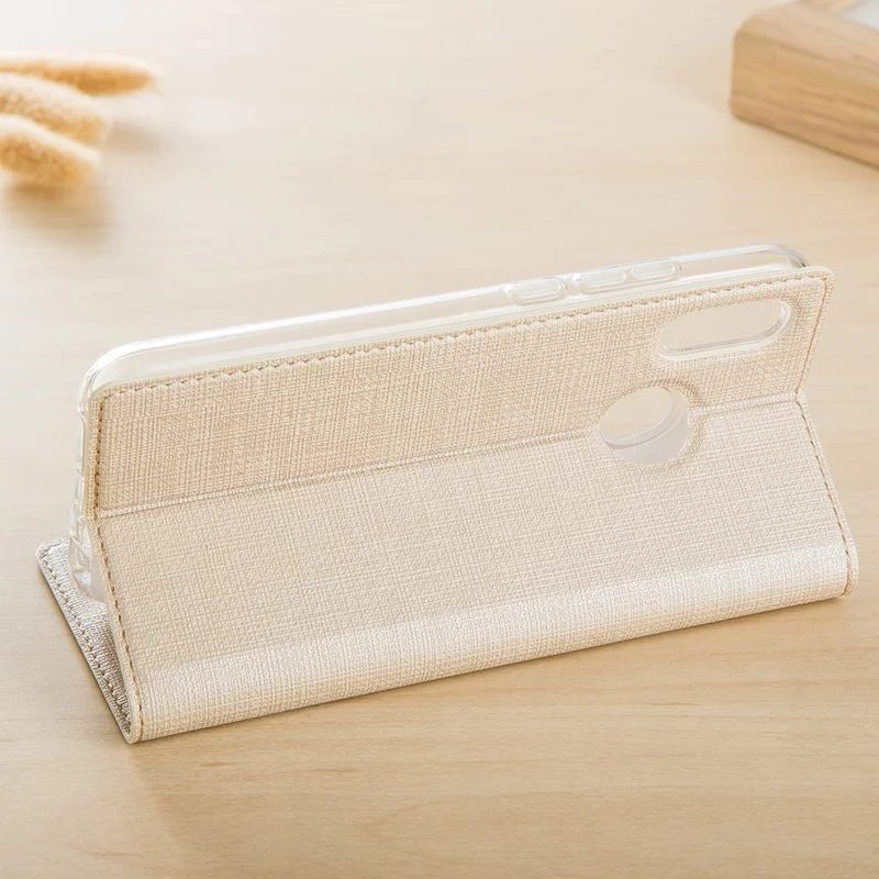 VILI DMX Cross Texture Leather Stand Case for Huawei P30 Lite New Edition/P30 Lite/nova 4e - Gold