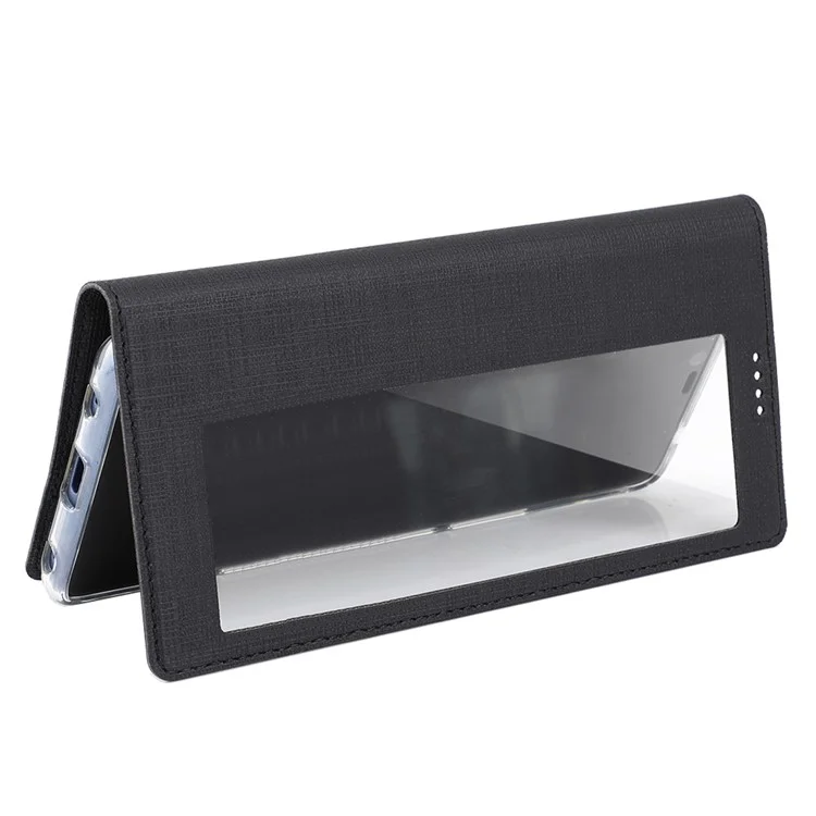 Stand De Pliage Vili DMX Vue De La Fenêtre Coque De La Fenêtre De Téléphone En Cuir Pour Huawei P30 - Noir