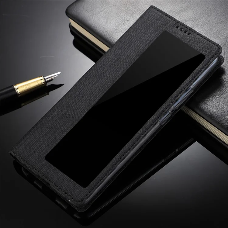 VILI DMX Folding Stand View Window Leather Phone Cover Case for Huawei P30 - Black