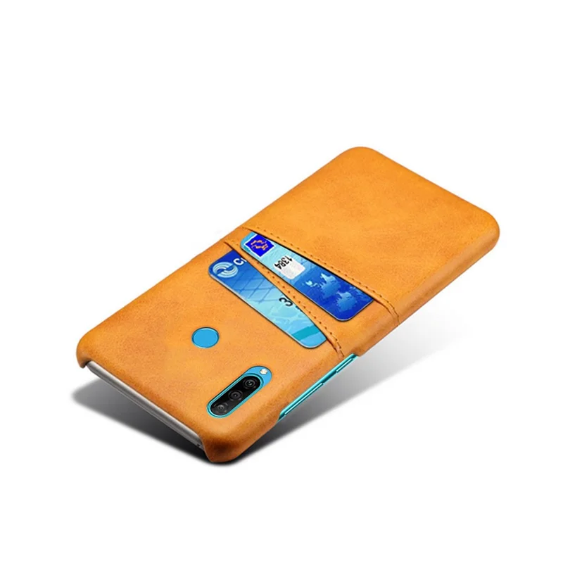 For Huawei P30 Lite / nova 4e PU Leather Coated PC Mobile Casing with Dual Card Slots - Orange