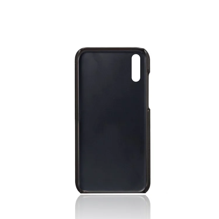 Estuche de PC con revestimiento de piel sintética PU con doble ranura para tarjetas para Huawei P30 - Negro