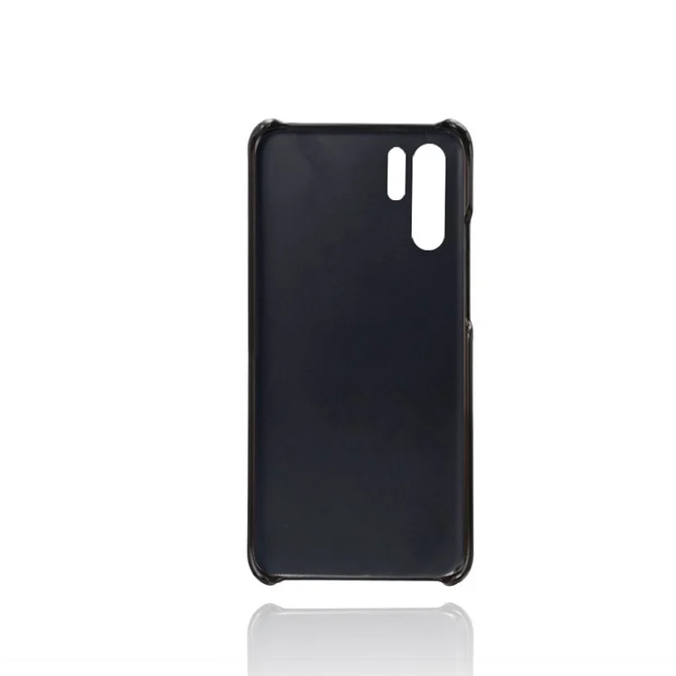 Ranuras de Doble Tarjeta PU Case de PC Con Recubrimiento de Cuero Para Huawei P30 Pro - Negro