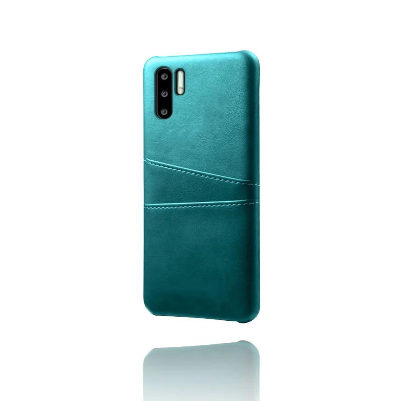 Double Card Slots PU Leather Coated PC Case for Huawei P30 Pro - Green