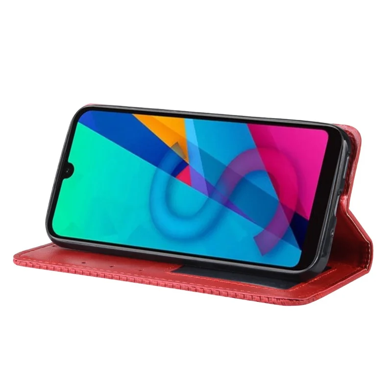 Automatisch afsluitend vintage PU-lederen portemonnee-foederaal voor Huawei Honor 8S / Y5 (2019) - Rood