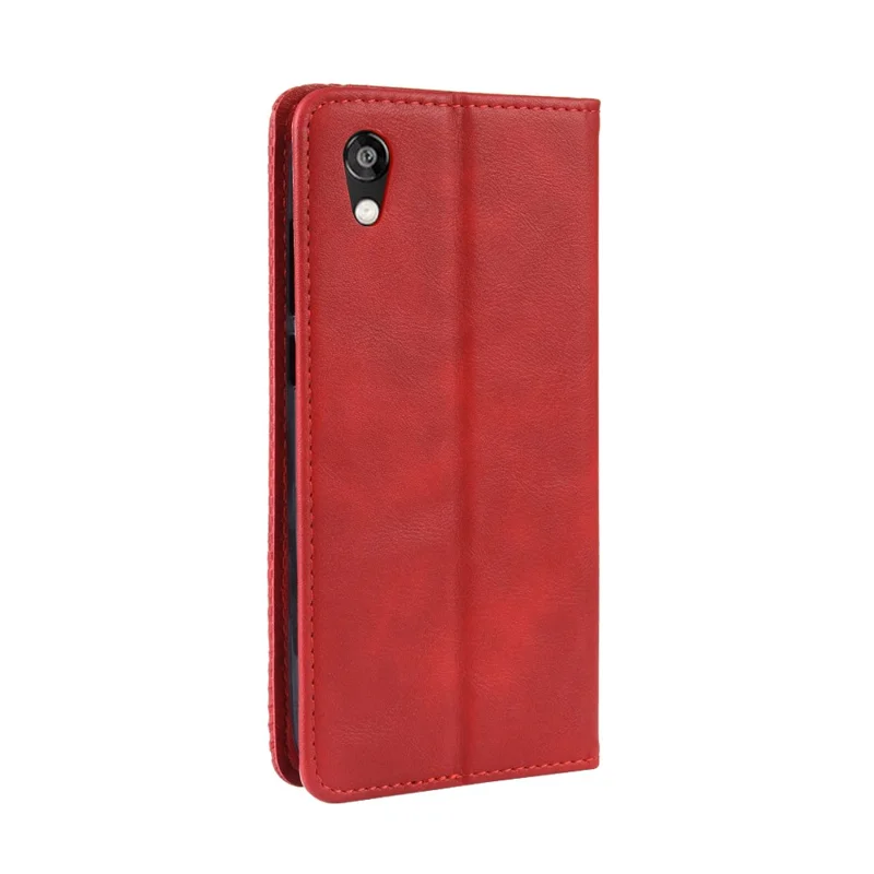 Automatisch afsluitend vintage PU-lederen portemonnee-foederaal voor Huawei Honor 8S / Y5 (2019) - Rood