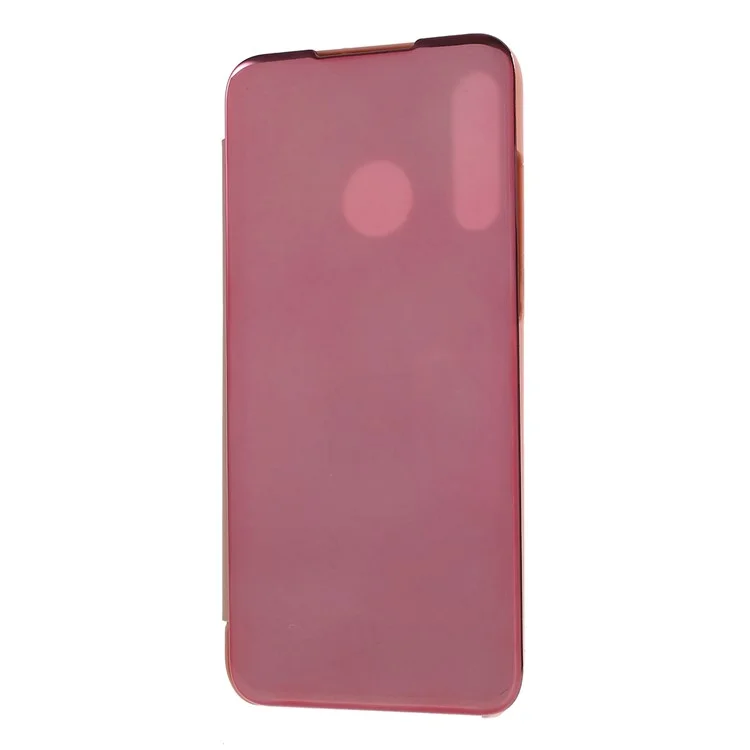 Vista Finestra Superficie a specchio placcato Custodia in pelle Stand per Huawei P30 Lite / nova 4e - Oro rosa