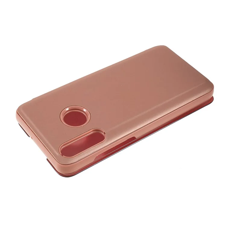 Vista Finestra Superficie a specchio placcato Custodia in pelle Stand per Huawei P30 Lite / nova 4e - Oro rosa