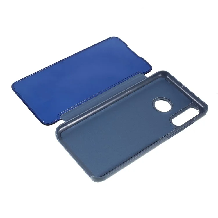 View Window Plated Mirror Surface Leather Stand Case for Huawei P30 Lite / nova 4e - Baby Blue