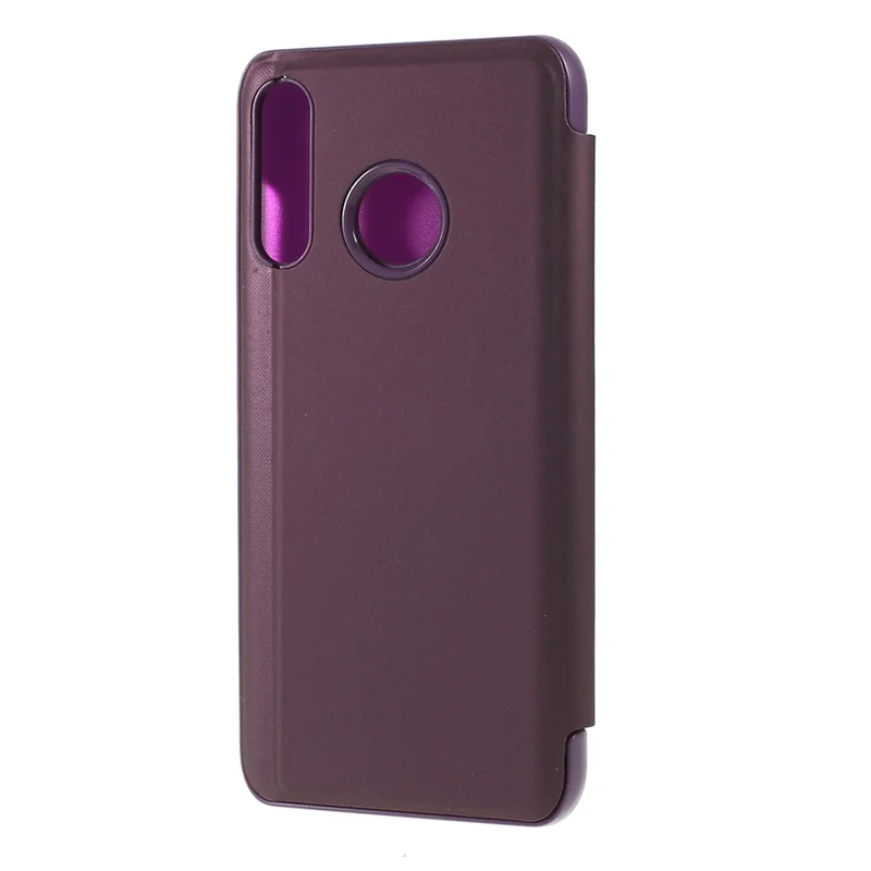 Fodral med fönster, pläterad spegelyta, läder, ställfot till Huawei P30 Lite / nova 4e - Lila