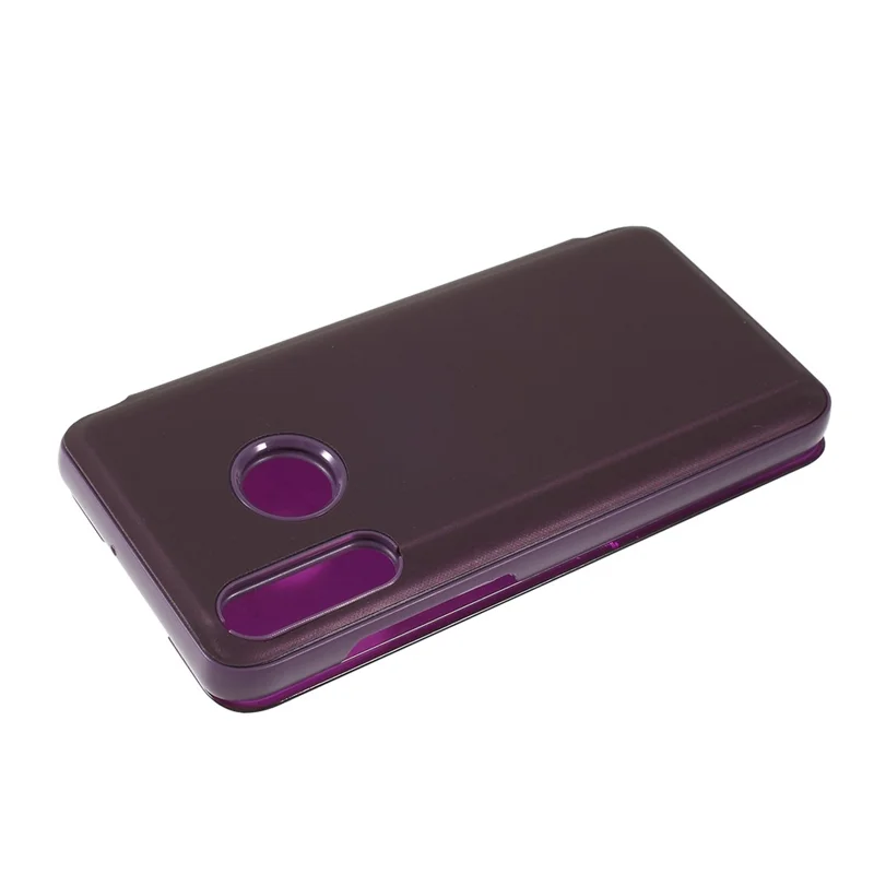 Fodral med fönster, pläterad spegelyta, läder, ställfot till Huawei P30 Lite / nova 4e - Lila