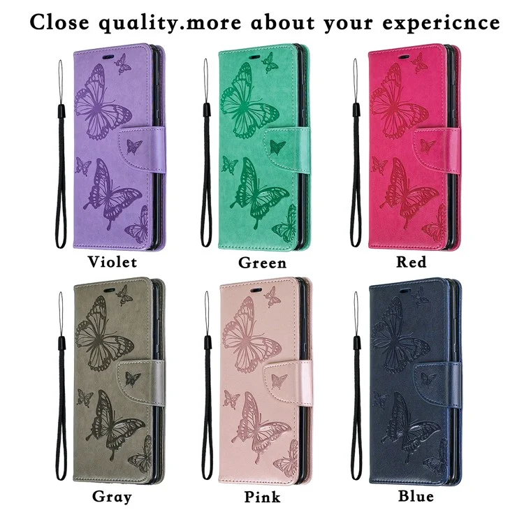 Pour Huawei P30 Pro pu Leather Imprint Butterflies Case de Téléphone - Gris