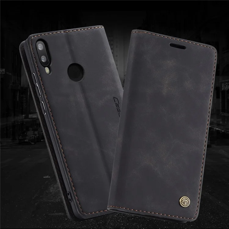 Caseme 013 Série Auto-absorbed PU Leather Wallet Stand Boîte Pour Huawei P Smart (2019) / Nova Lite 3 (japon) - le Noir