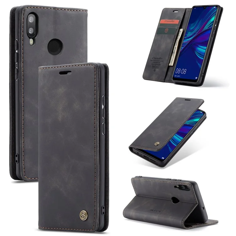 Caseme 013 Série Auto-absorbed PU Leather Wallet Stand Boîte Pour Huawei P Smart (2019) / Nova Lite 3 (japon) - le Noir